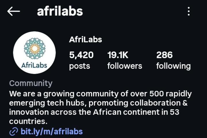 AfriLabs social channel profile.